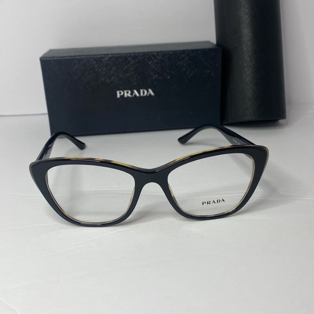 💯 Authentic - New Prada Sexy Black Havana Cat-Eye Eyeglasses - Picture 3 of 12